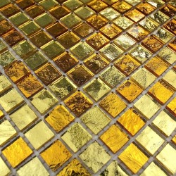 mosaico ducha vidrio mosaic baño frente cocina Strass Gold