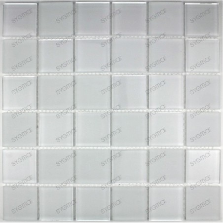 Mosaique carrelage verre 1 plaque MAT BLANC 48