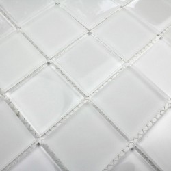 Mosaique carrelage verre 1 plaque MAT BLANC 48